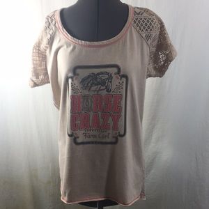 Farm Girl See Through Sleeve Top Size XL
